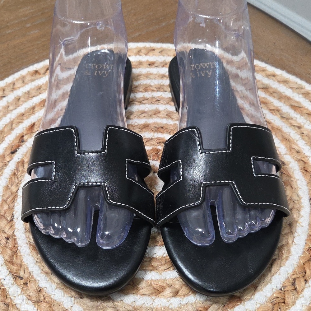 Crown & Ivy Raven H Band Sandals In Black, Size 7 - Picture 3 of 7